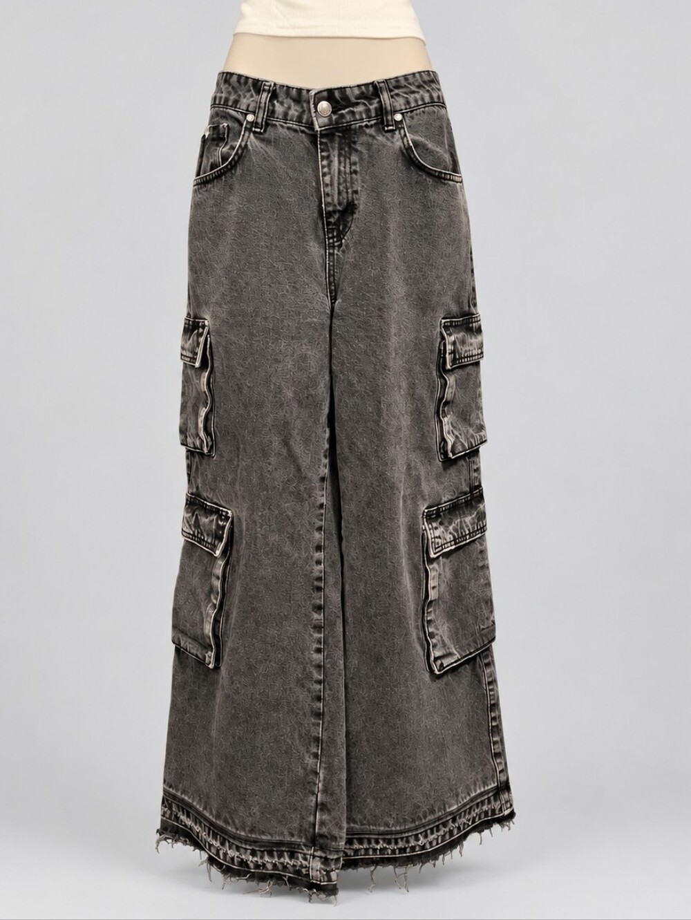 Ragged Priest Baggy Distressed Low Rise Cargo Pants Size M Aproxx